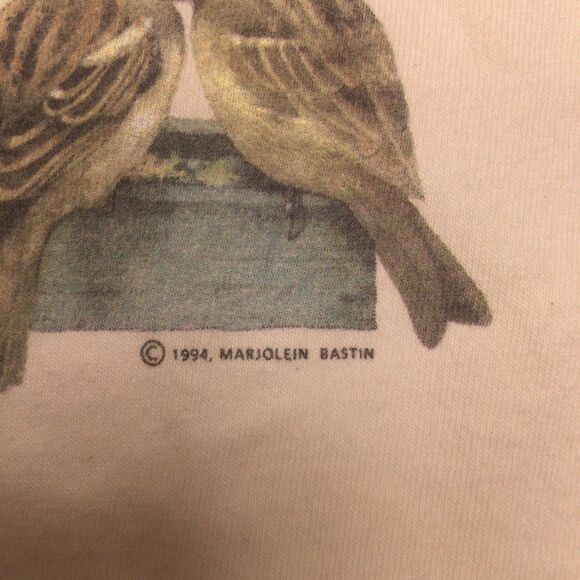 Vtg 90s Hallmark Bird Bird feeder Wildlife Shirt USA XL Cottage Cabin Cute - Picture 4 of 7